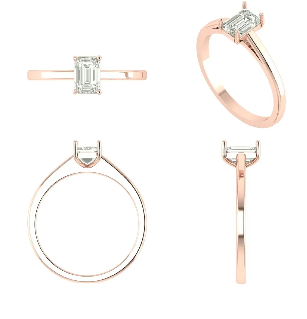 Emrald Diamond Solitaire Ring 